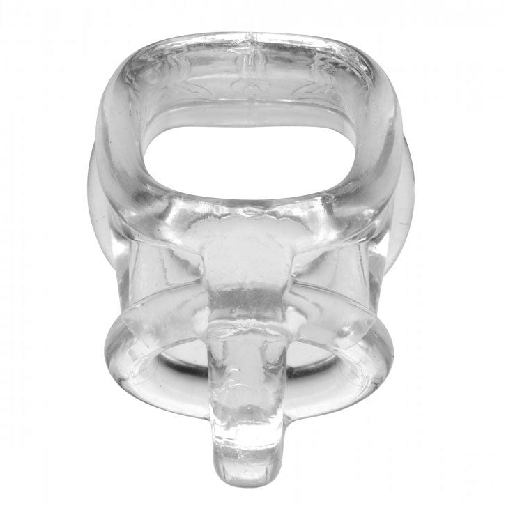 Master Series Annex Clear Super Stretchy Erection Enhancer Cock|Side View|"stretchy detail - side view"