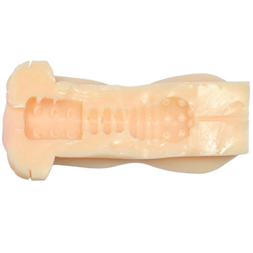 Portable Masturbator With Vaginal Opening|Side View|"opening detail - side view"