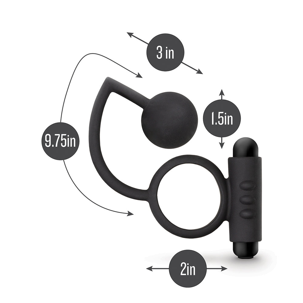 Anal Adventures Platinum Ball With Vibrating Cock Ring|Side View|"ball detail - side view"