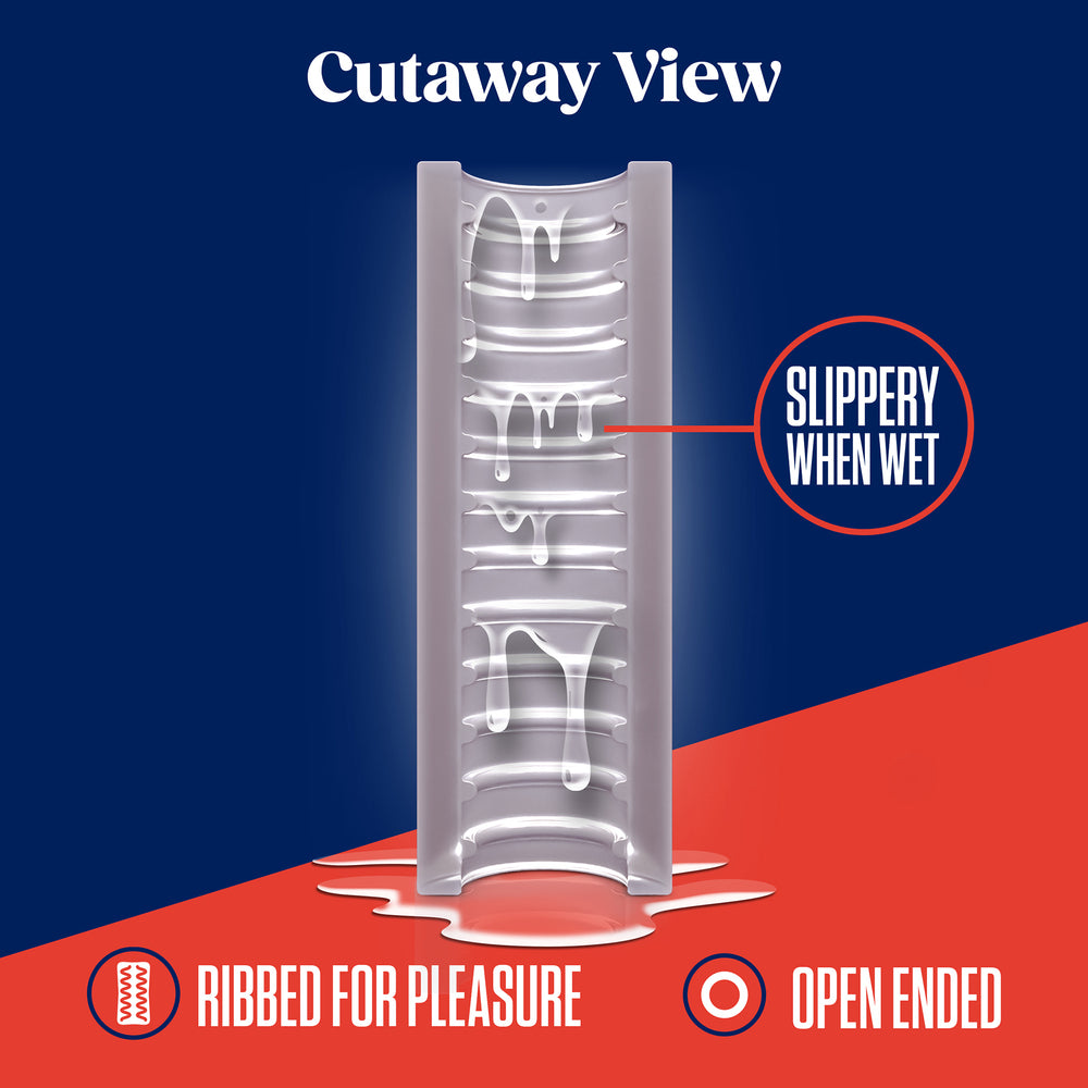 Rize Ribz Self Lubricating Stroker Clear|Side View|"self detail - side view"