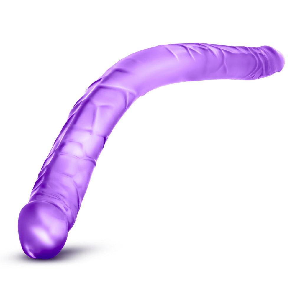 B Yours 16 Inch Purple Double Dildo|Side View|"texture detail - side view"