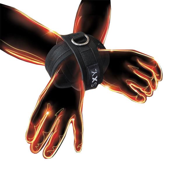 SXY Cuffs Deluxe Neoprene Cross Cuffs|Front View|"neoprene cross restraint system-front view adult toys direct"|