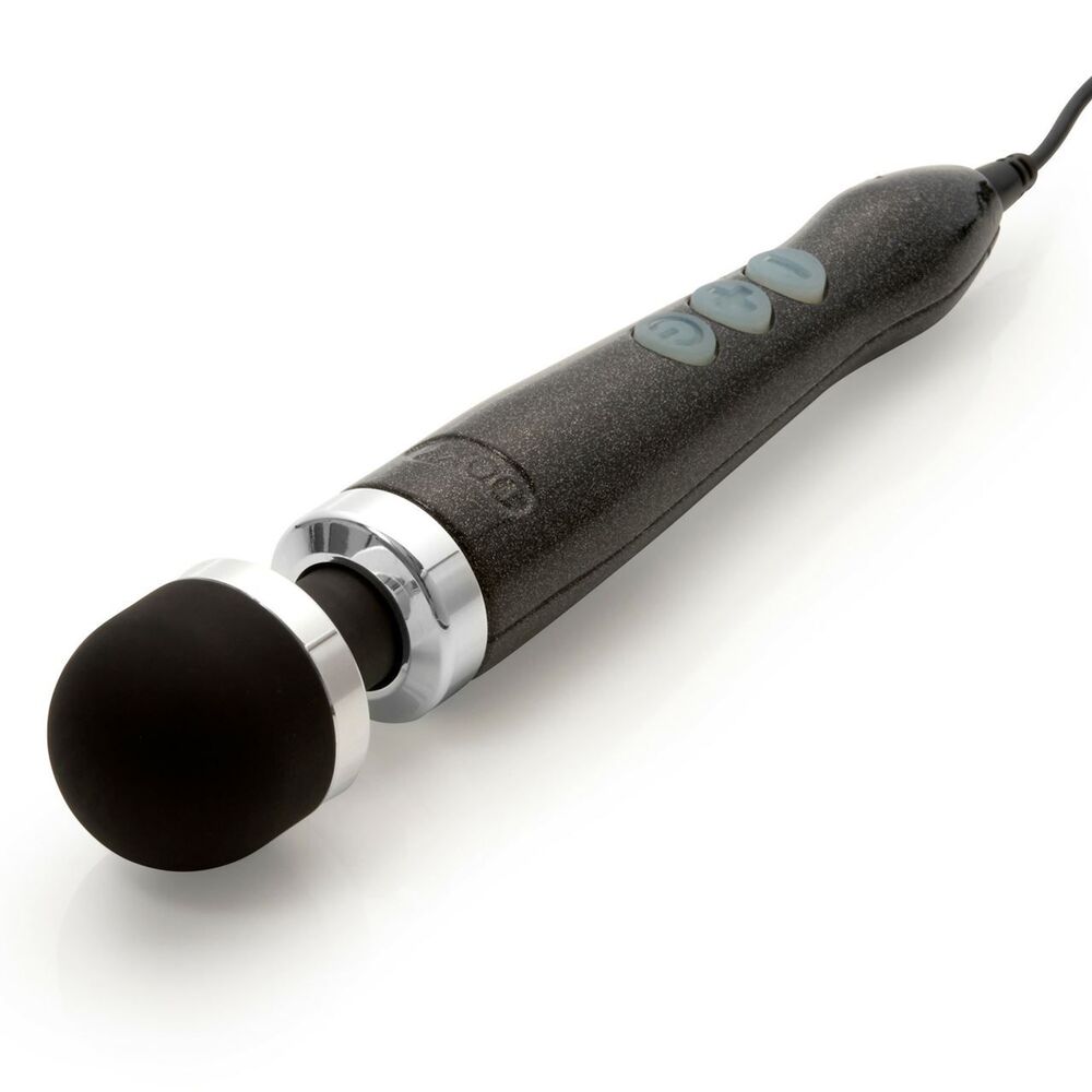 Doxy Wand Massager Number 3 Disco Black|Side|"disco black wand massager - side view"