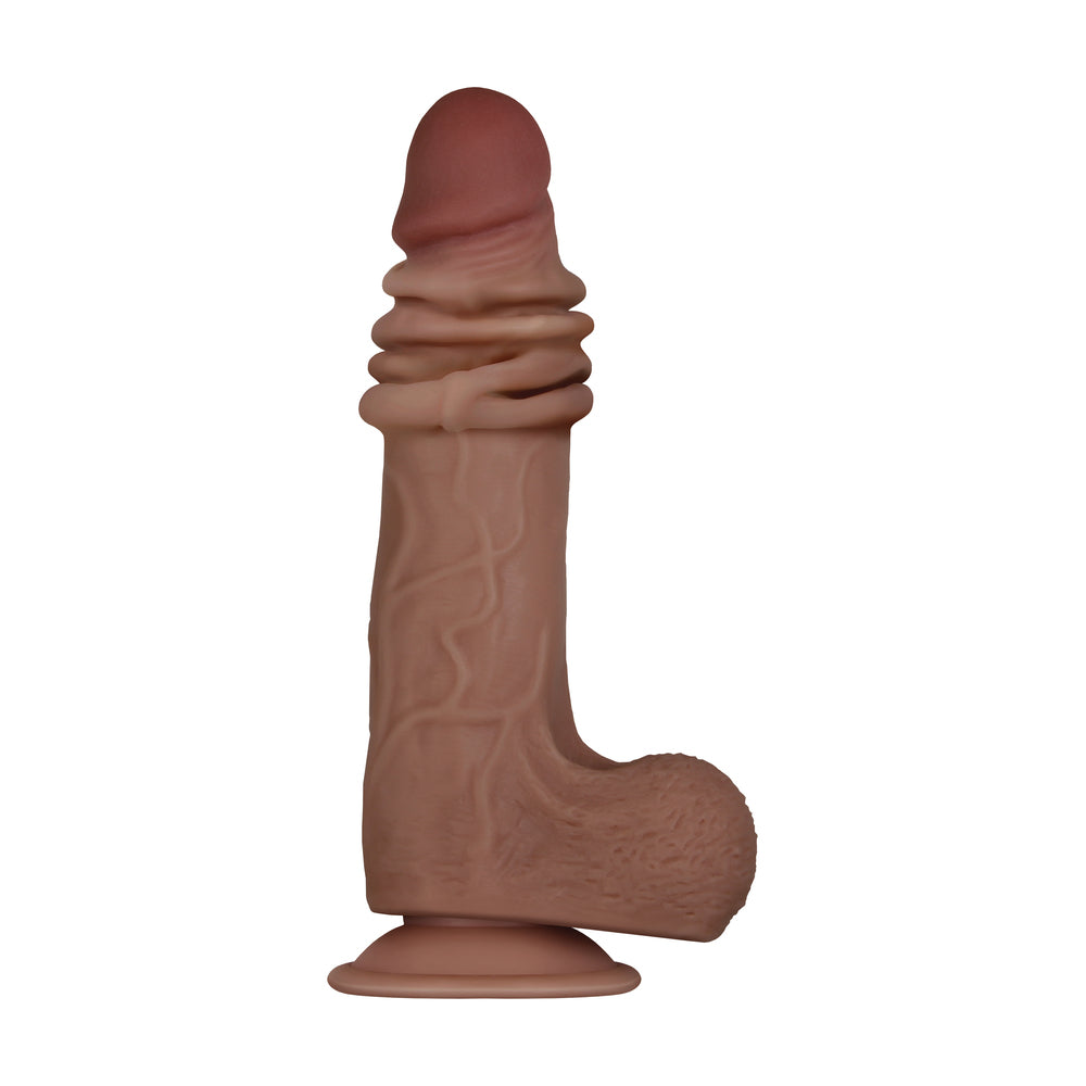 Evolved Real Flex Skin Poseable Inch Dildo Flesh Brown|Side View|"brown detail - side view"