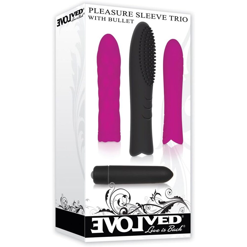 Evolved Trio Pleasure Sleeve Kit With Bullet|Detail View|"sleeve and bullet kit - detail view"
