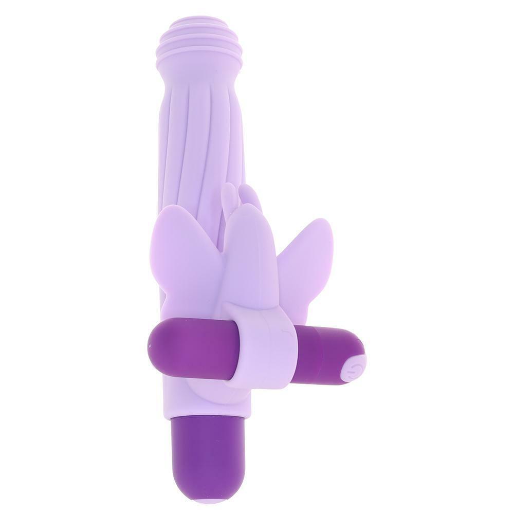 Evolved Lilac Desires Silicone Rechargeable Butterfly Kit|Side View|"butterfly vibrator kit - side view"