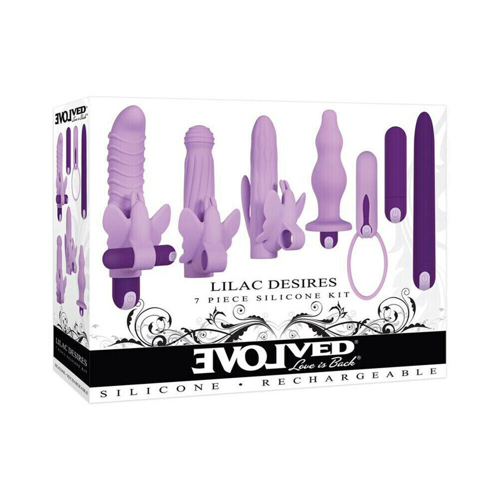 Evolved Lilac Desires Silicone Rechargeable Butterfly Kit|Detail View|"butterfly vibrator kit - detail view"