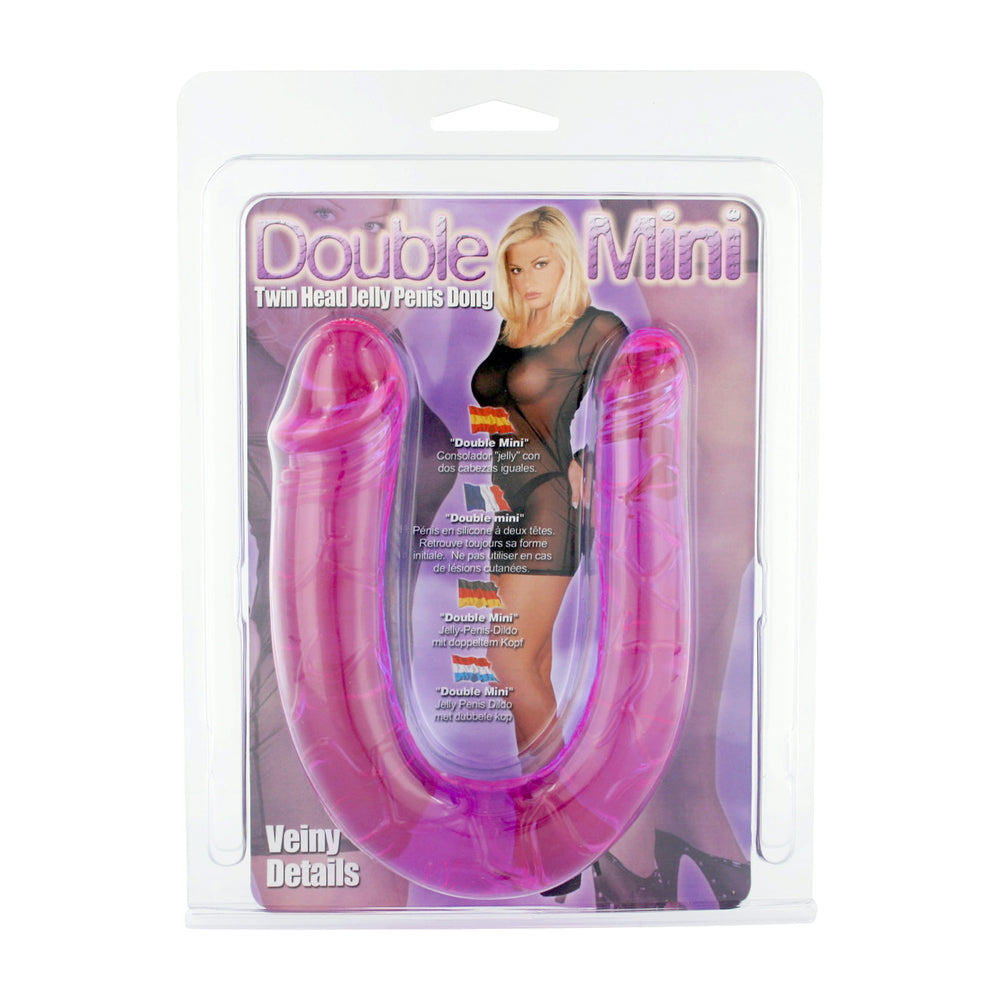 Double Mini Twin Head Jelly Penis Dildo|Side View|"jelly detail - side view"