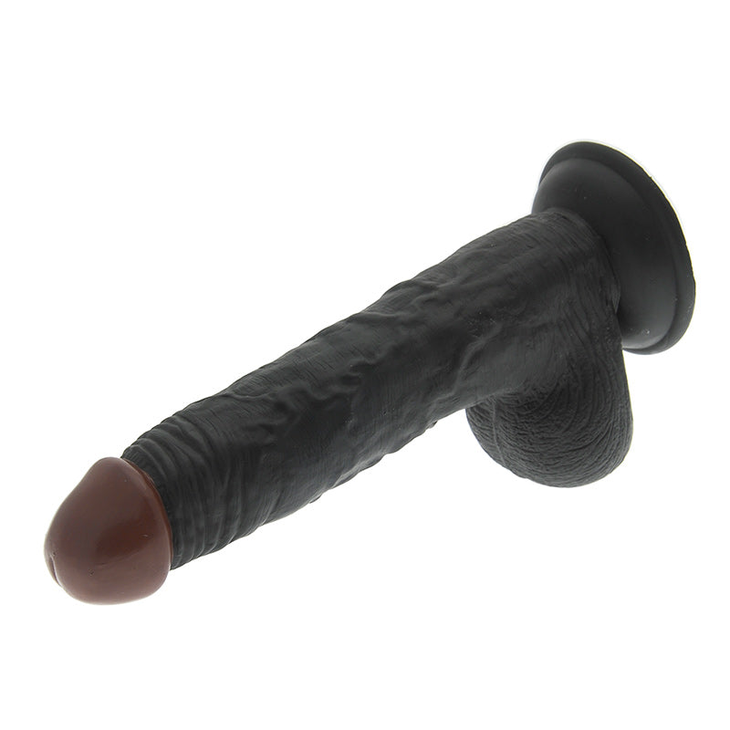 Hoodlum 8.5 Inch Realistic Black Dildo|Detail View|"surface detail - detail view"