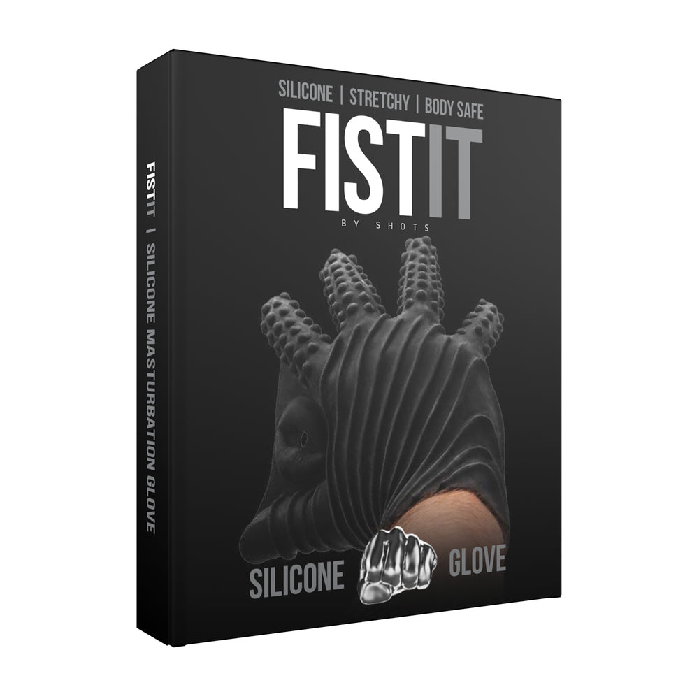Fist It Black Textured Masturbation Glove|Side View|"glove detail - side view"