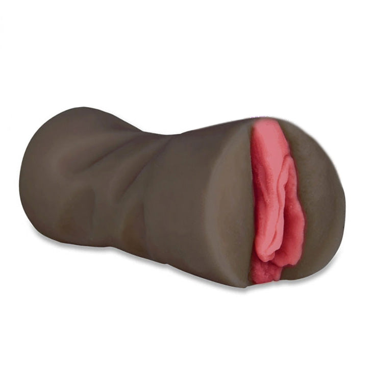 Hustler Toys Choco Pussy Masturbator Black|Front View|"choco design - front view"