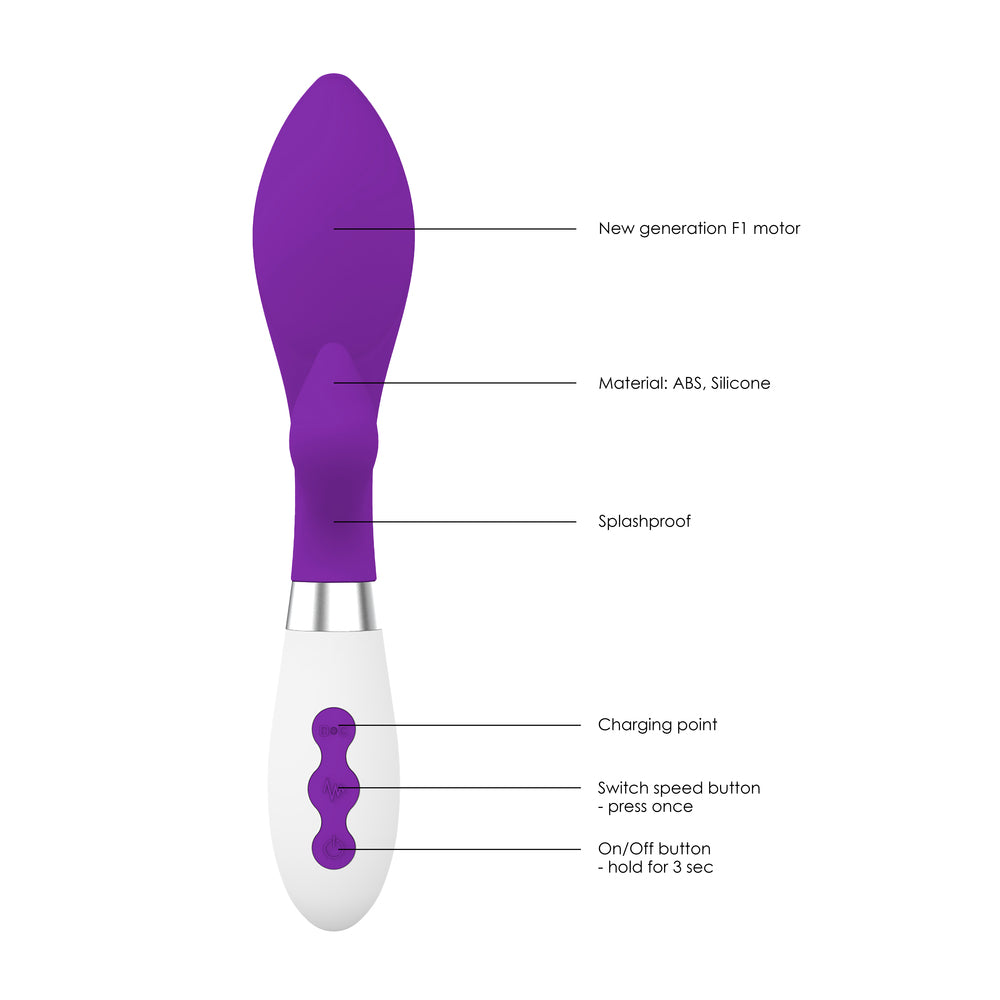 Achelois Rechargeable Vibrator Purple|Side View|"Premium pleasure device - side view"