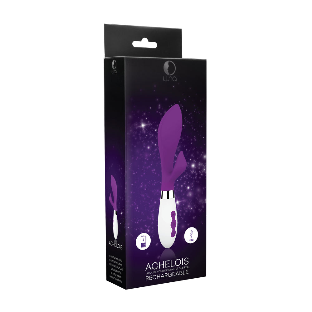 Achelois Rechargeable Vibrator Purple|Kit View|"Complete stimulation system - kit view"