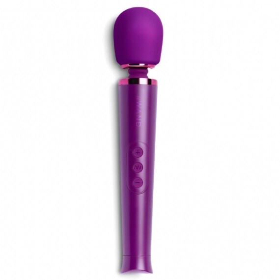Le Wand Petite Rechargeable Vibrating Massager Dark Cherry|Front|"dark cherry rechargeable wand massager - front view"