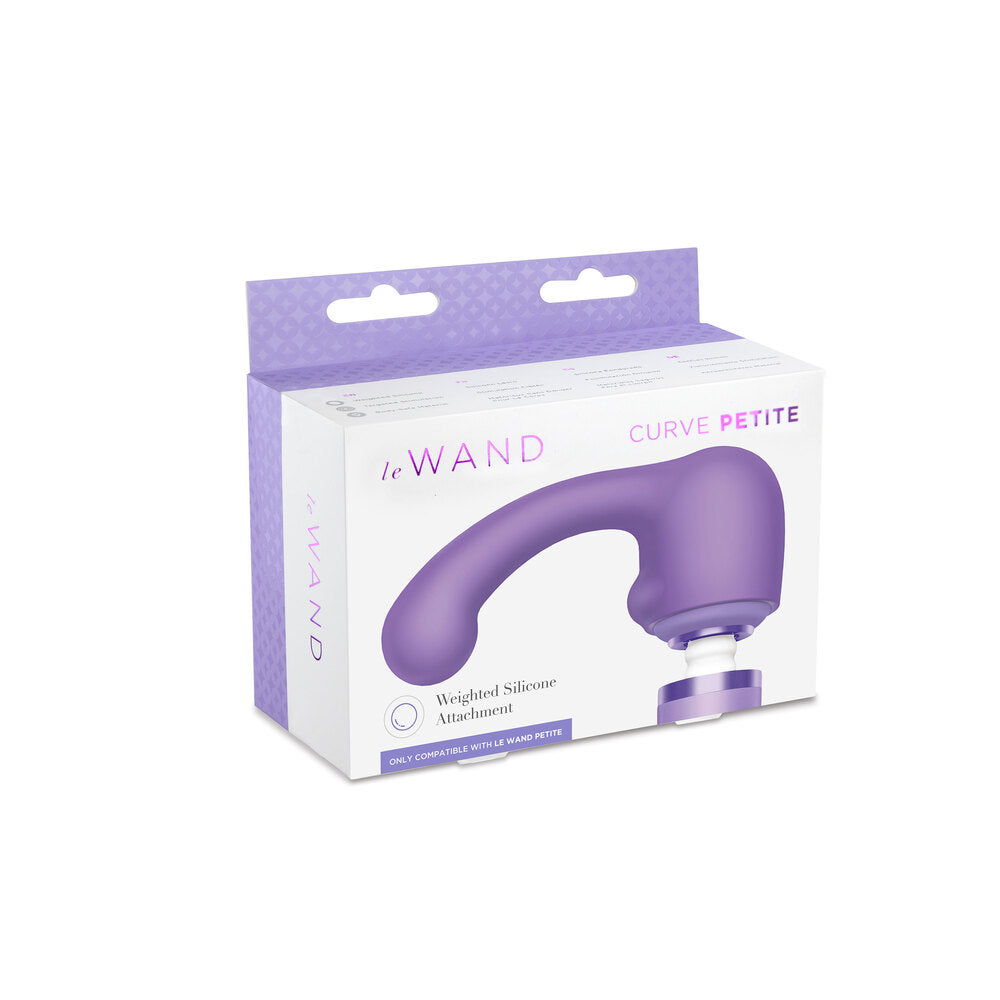 Le Wand Curve Weighted Silicone Petite Wand Attachment|Package|"petite curved silicone attachment - package view"