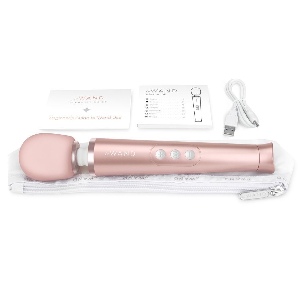 Le Wand Petite Gold Travel Rechargeable Wand | Angle | "compact head design - angle view"
