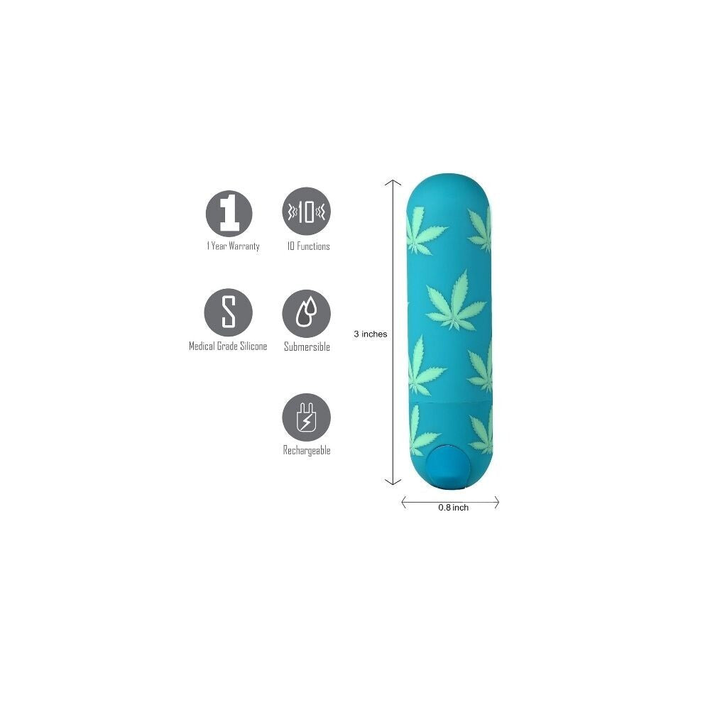 Maia-Jessi-420-Rechargeable-Bullet-Emerald-Green|Side View|"premium rechargeable design-side view"