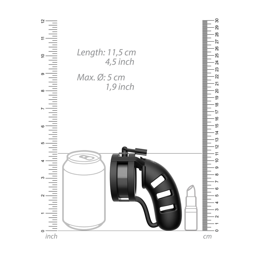 Man Cage 19 Male 4.5 Inch Chastity Cage With Ball Splitter|Detail View|"system features-detail view adult toys direct"|