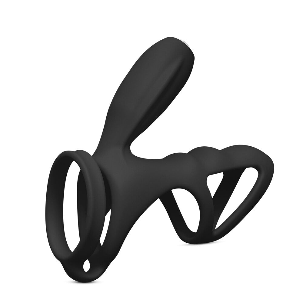 Cockring and Clit Vibrator Black|Front View|"clit design - front view"