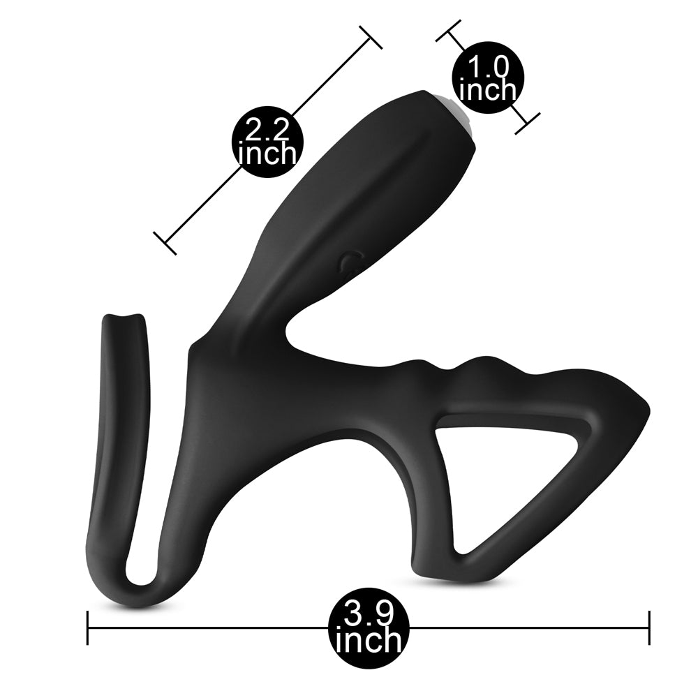 Cockring and Clit Vibrator Black|Side View|"vibrator detail - side view"
