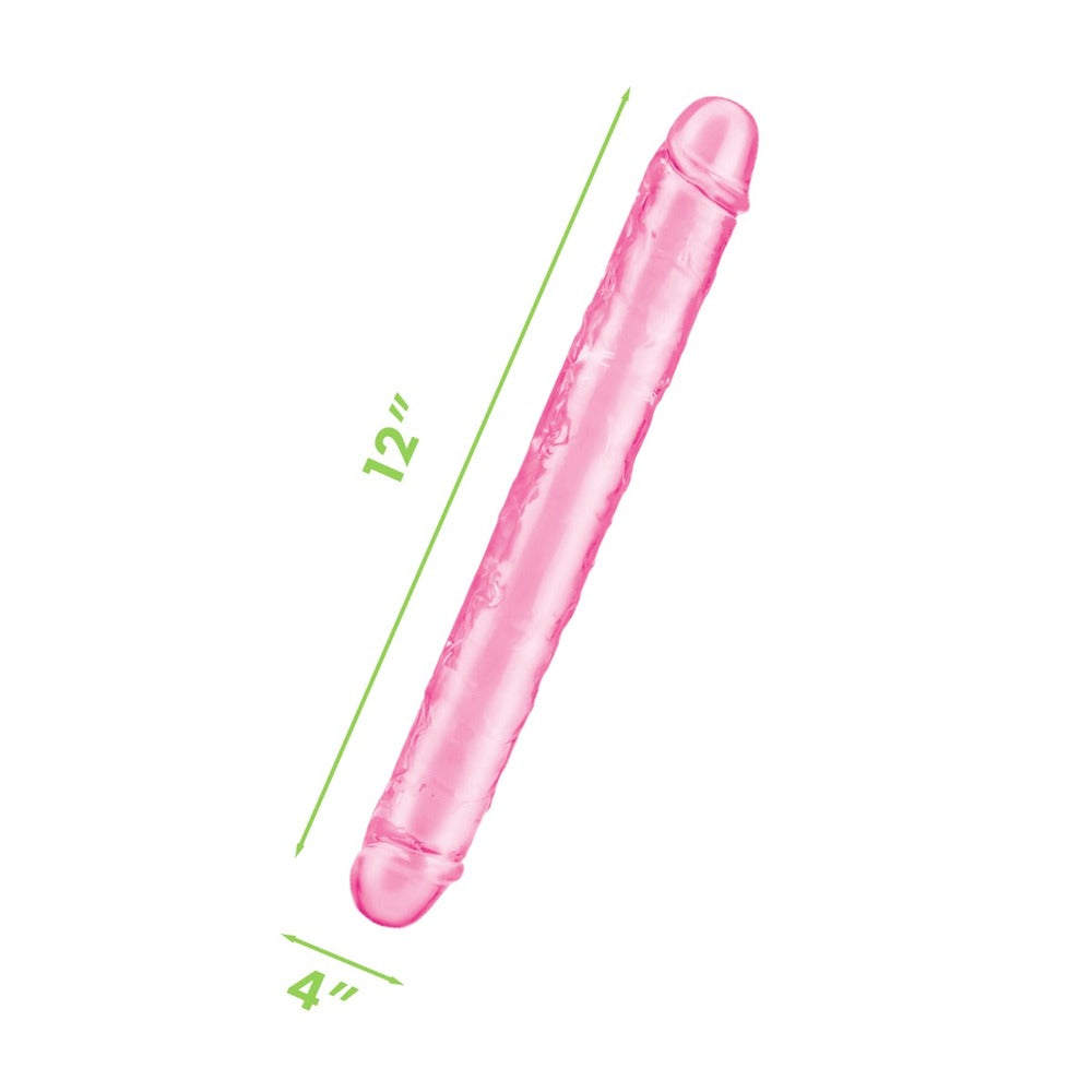 Me You Us Ultra Double Dildo 12 Inches Pink|Back View|"quality build - back view"