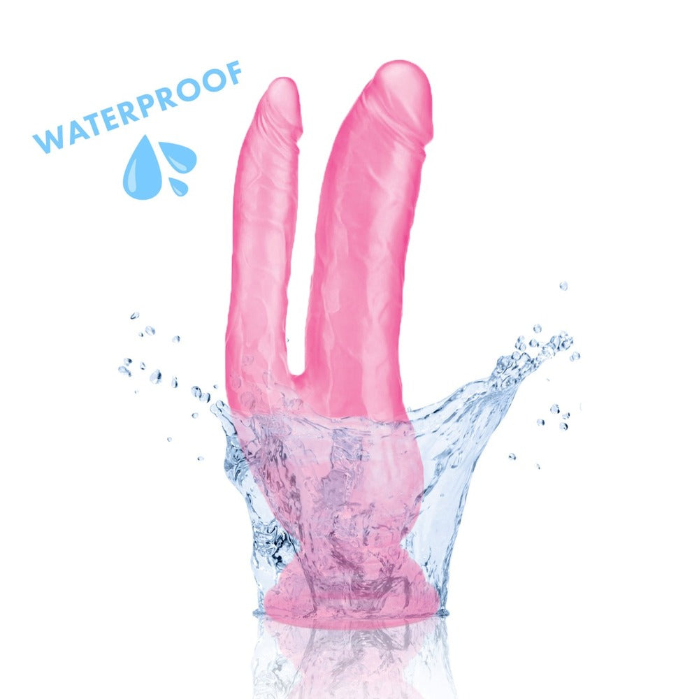 Me You Us Ultra Cock Double Dildo 8 Inch Pink|Detail View|"surface detail - detail view"