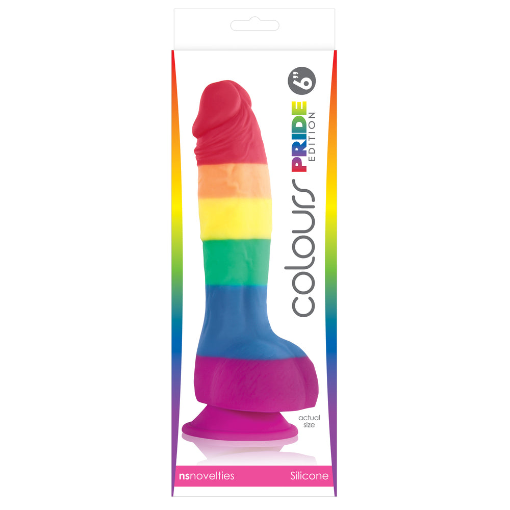 Colours Pride Edition 6 Inch Realistic Silicone Dildo With Balls|Side View|"silicone detail - side view"