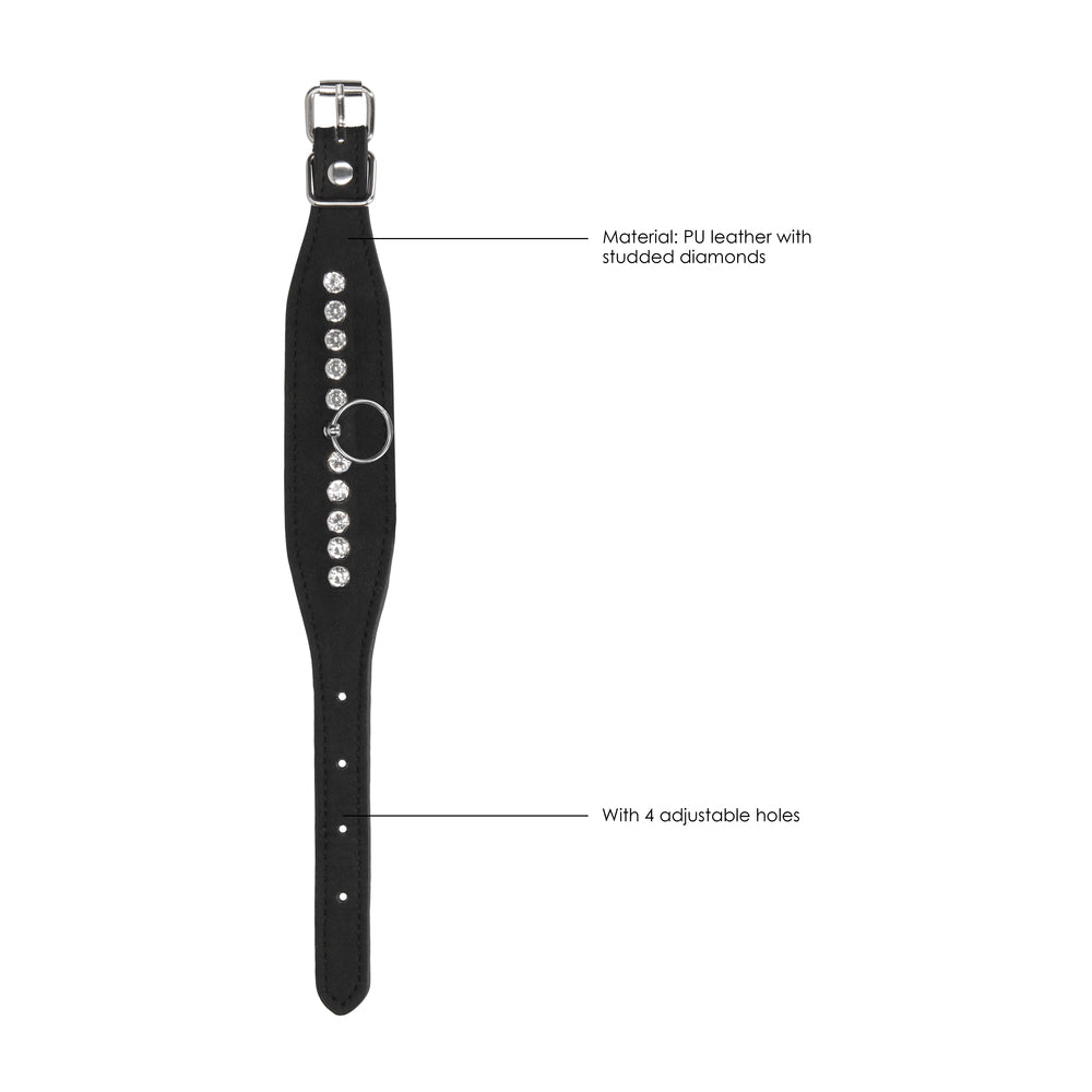 Ouch Diamond Studded Wrist Cuffs|Side View|"studded detail cuffs-side view adult toys direct"|