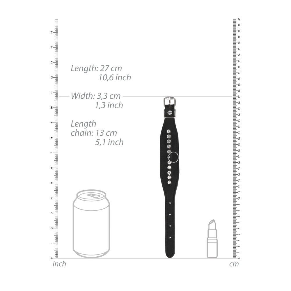 Ouch Diamond Studded Wrist Cuffs|Back View|"cuff closure system-back view adult toys direct"|