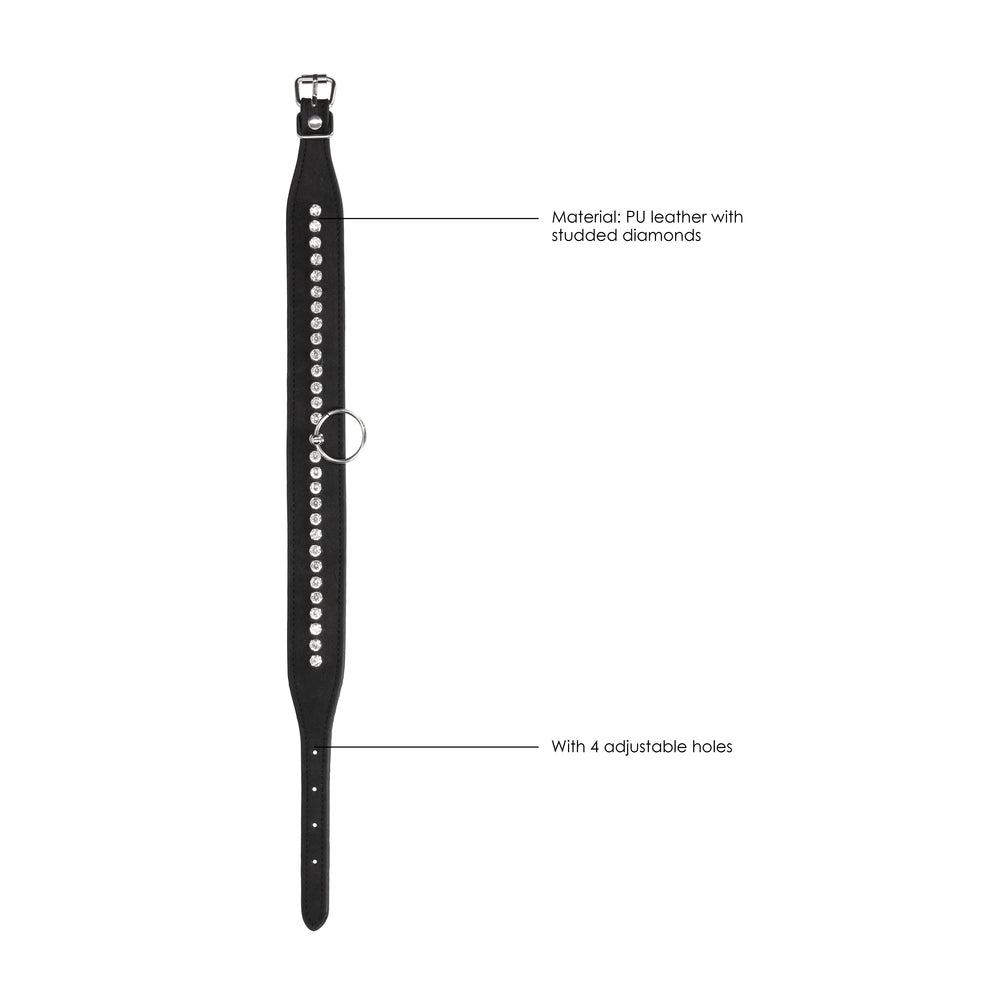 Ouch Diamond Studded Collar With Leash|Side View|"leash details-side view"|