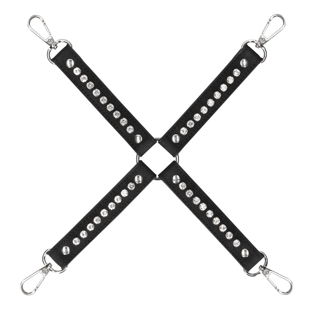 Ouch Diamond Studded Hogtie Connector|Front View|"luxury hogtie restraint studded-front view adult toys direct"|