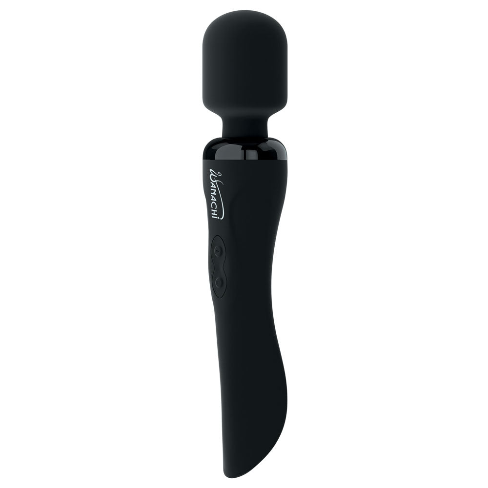 Wanachi Black Body Recharger Rechargeable Wand|Front|"black rechargeable massage wand - front view"