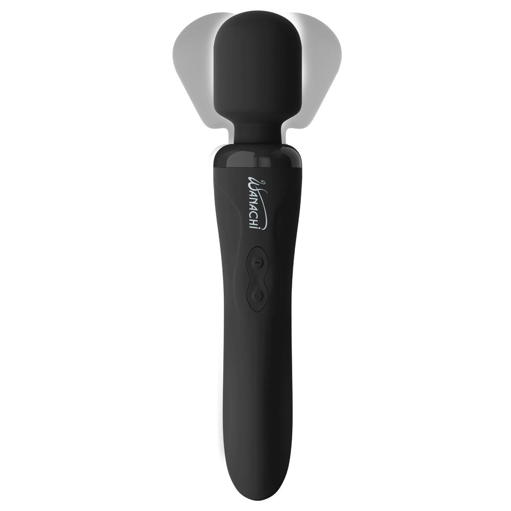 Wanachi Black Body Recharger Rechargeable Wand|Side|"black rechargeable massage wand - side view"