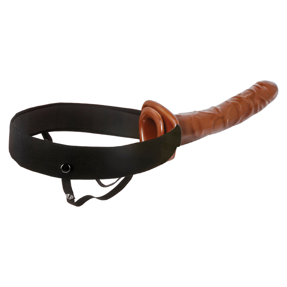 Fetish Fantasy Series 10 Inch Chocolate Dream Hollow StrapOn|Side View|"strap detail-side view adult toys direct"|