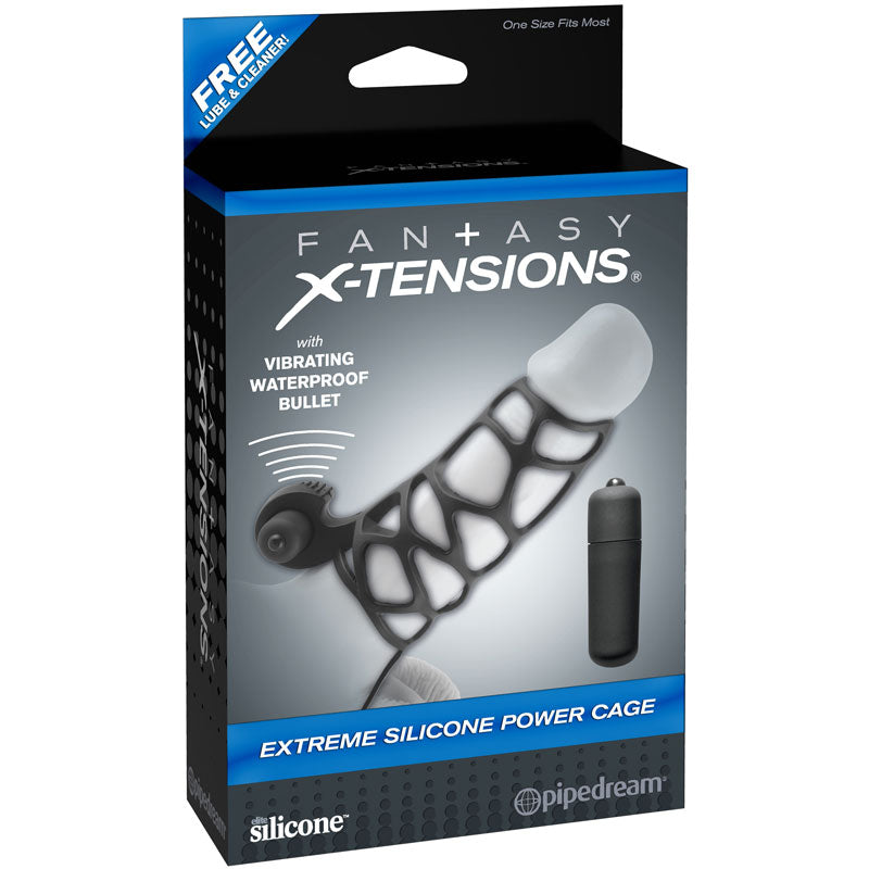 Fantasy Xtensions Silicone Extreme Power Vibrating Cock Cage|Back View|"quality build - back view"