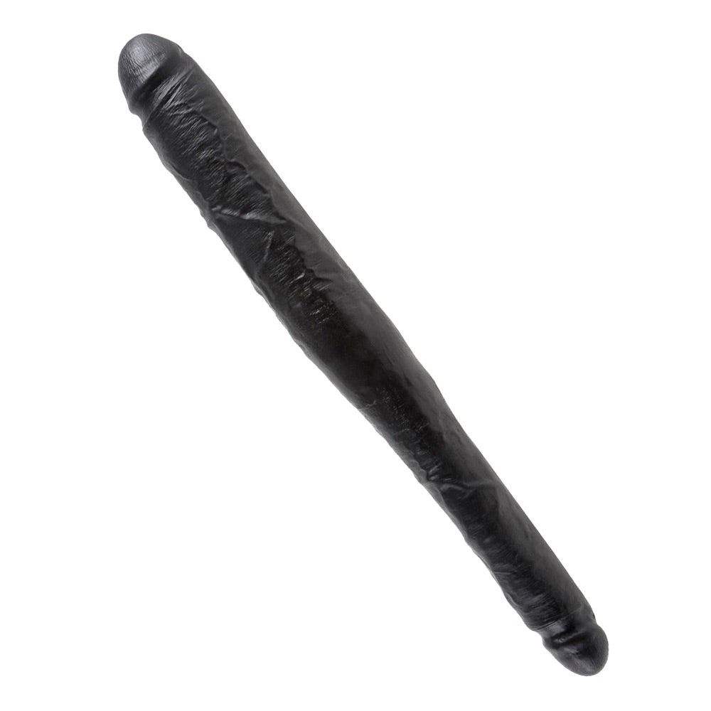 King Cock 16 Inch Tapered Double Dildo Black|Front View|"tapered design - front view"