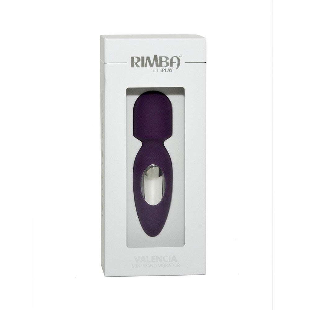 Rimba Valencia Mini Wand Vibrator Purple | Package | "complete mini wand set - package view"