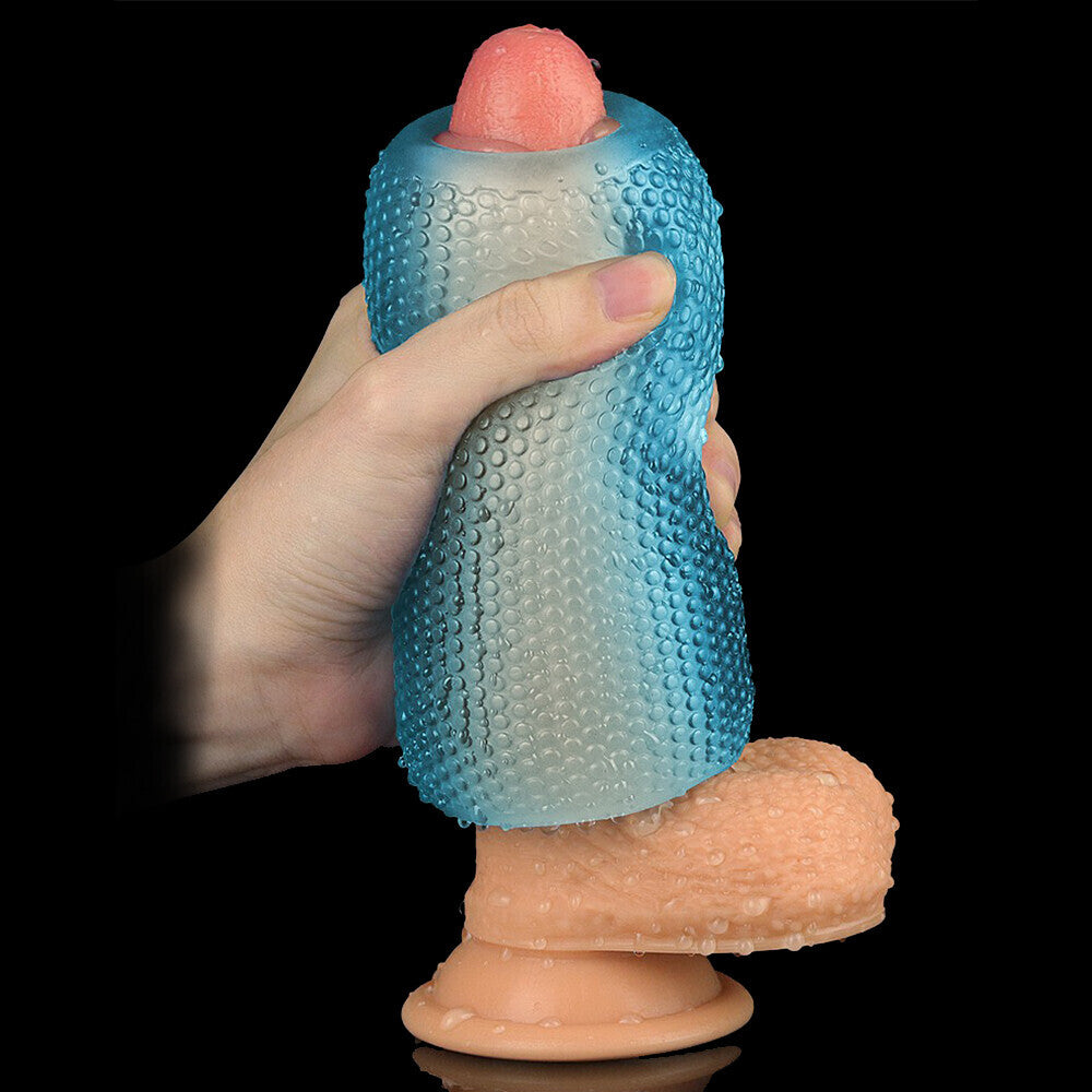 Lovetoy Training Master Masturbator Blue|Detail View|"surface detail - detail view"