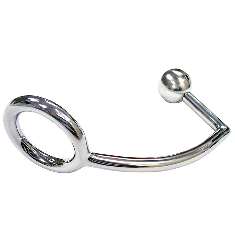 Rouge-Stainless-Steel-Cock-Ring-With-Anal-Probe|Front View|"dual function device-front view"