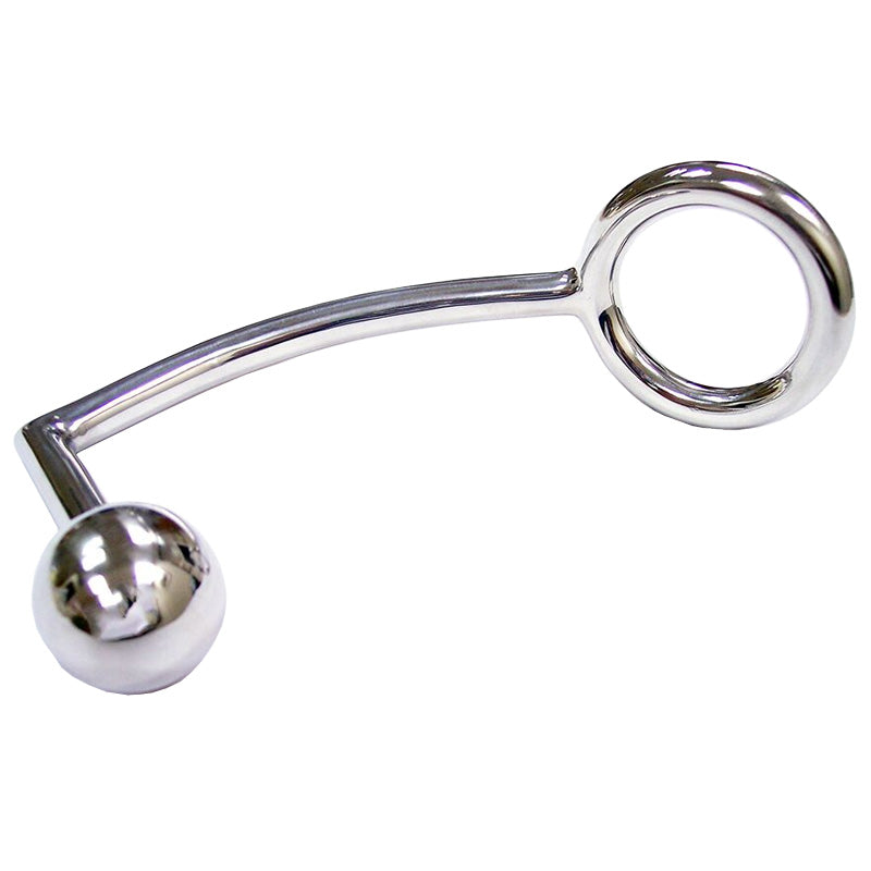 Rouge-Stainless-Steel-Cock-Ring-With-Anal-Probe|Side View|"ergonomic design-side view"
