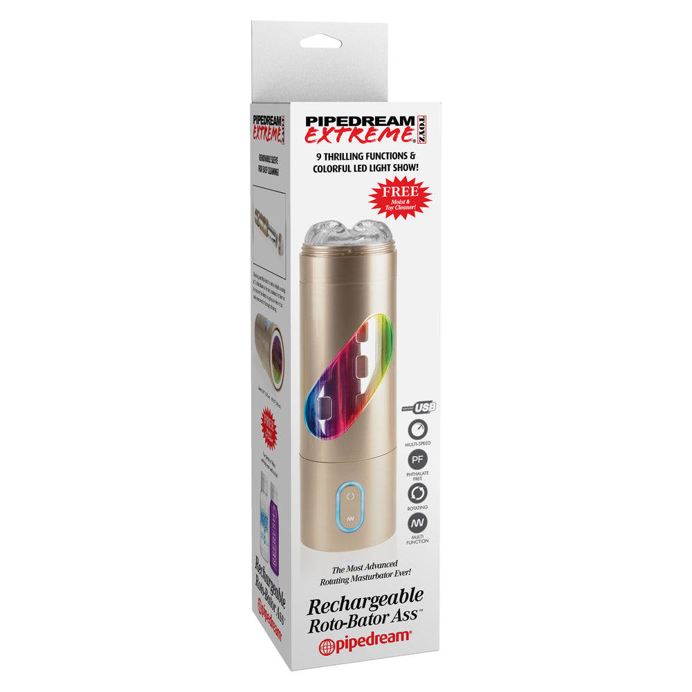 Pipedream Extreme Rechargeable Roto Bator Ass Vibrating Masturbator|Detail View|"surface detail - detail view"