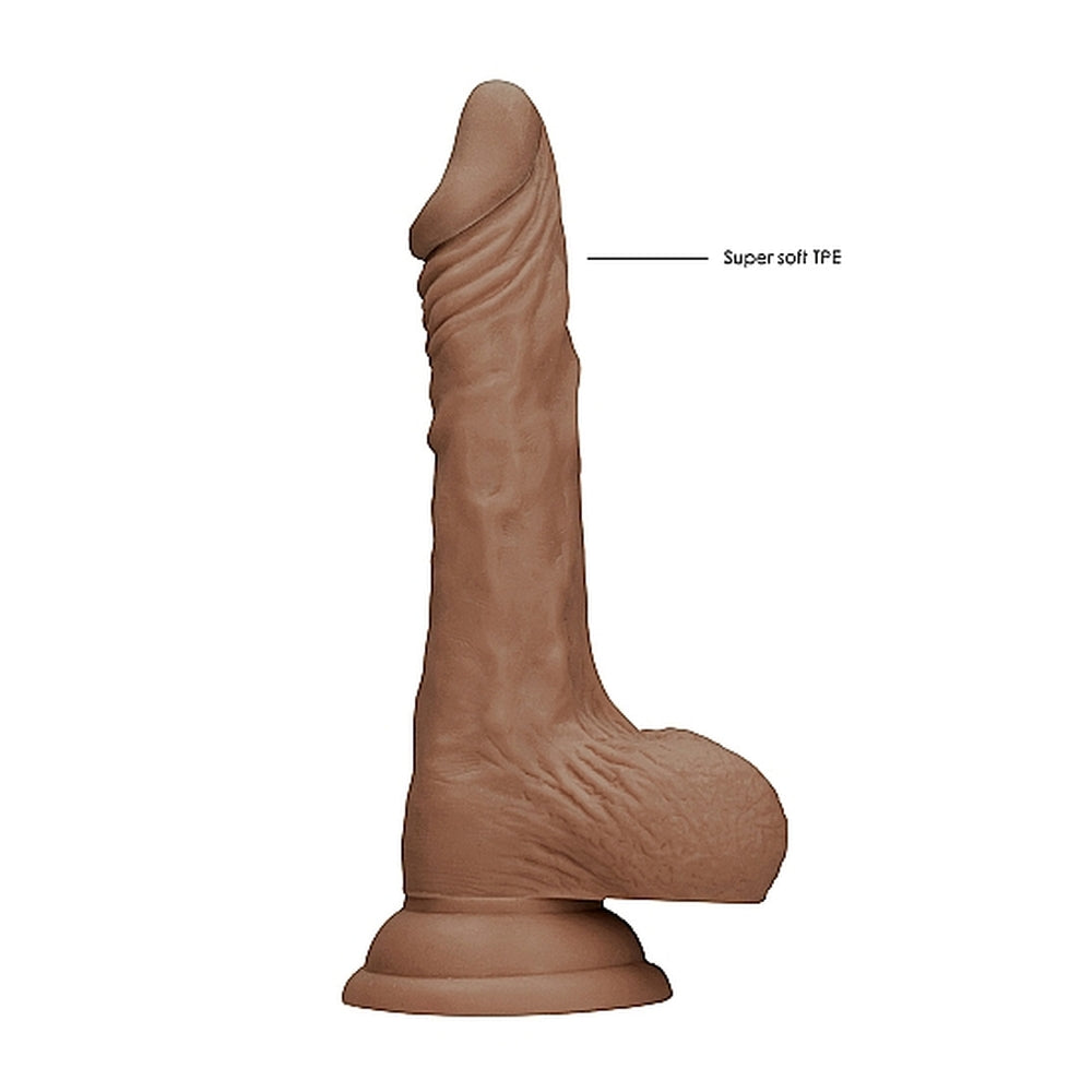 RealRock 7 Inch Dong With Testicles Flesh Tan|Side View|"tan detail - side view"