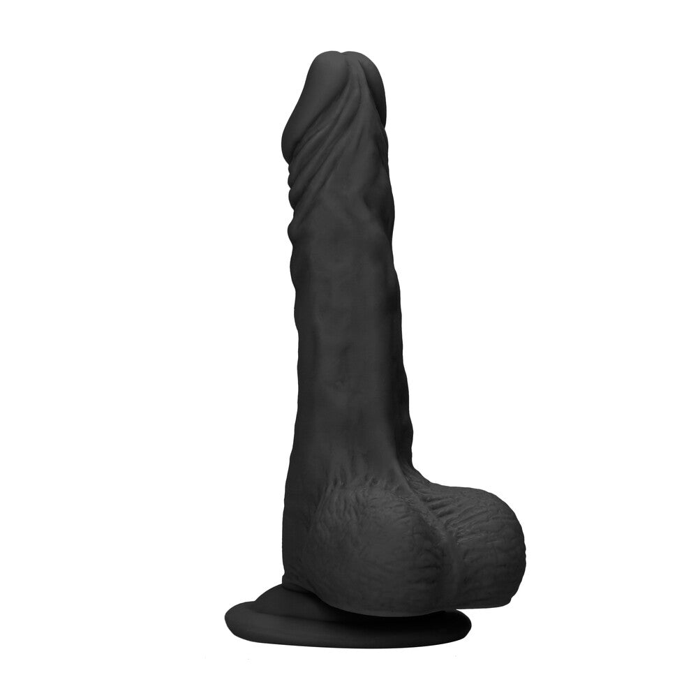 RealRock 9 Inch Dong With Testicles Black|Front View|"realistic design - front view"