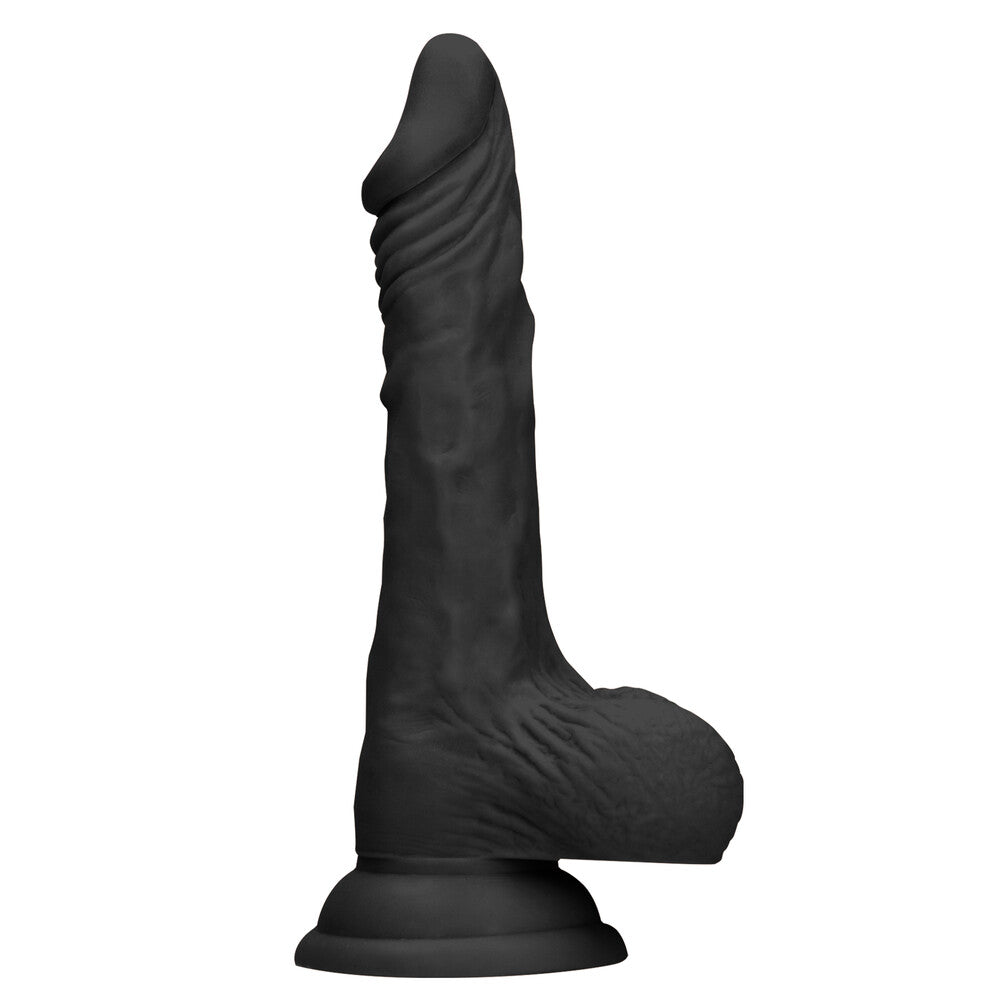 RealRock 10 Inch Dong With Testicles Black|Front View|"realistic design - front view"