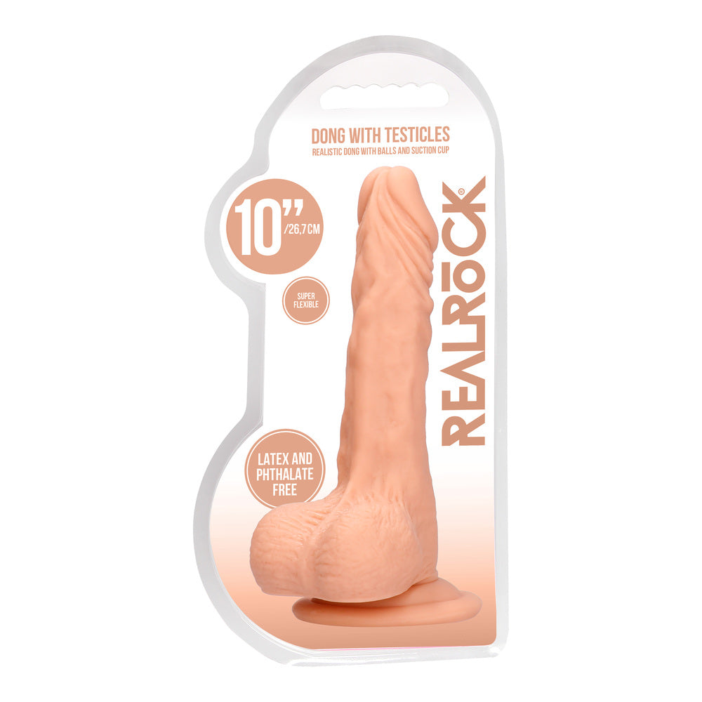 RealRock 10 Inch Dong With Testicles Flesh|Detail View|"surface detail - detail view"