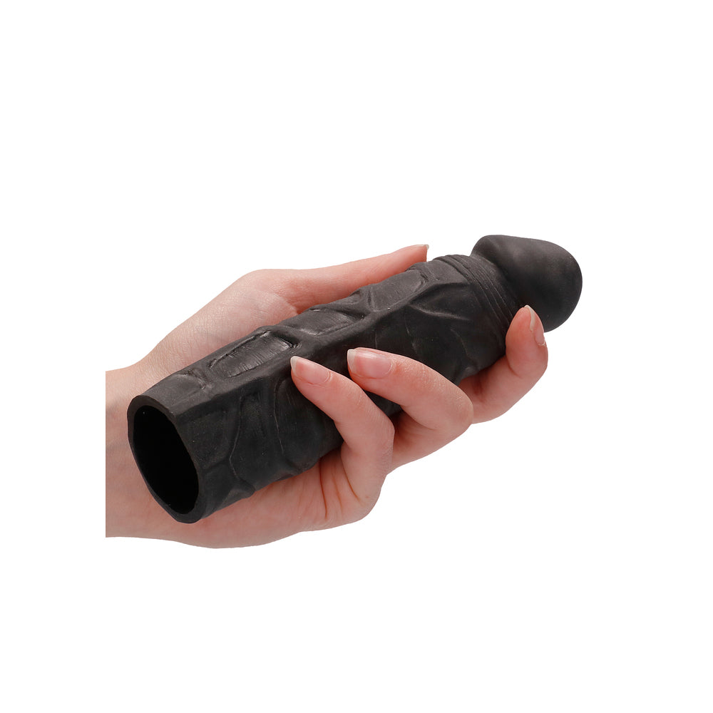 RealRock 7 Inch Penis Sleeve Black|Detail View|"surface detail - detail view"