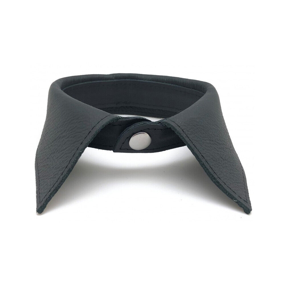 The-Red-Leather-Shirt-Collar|Front-View|"leather-collar-front-view"