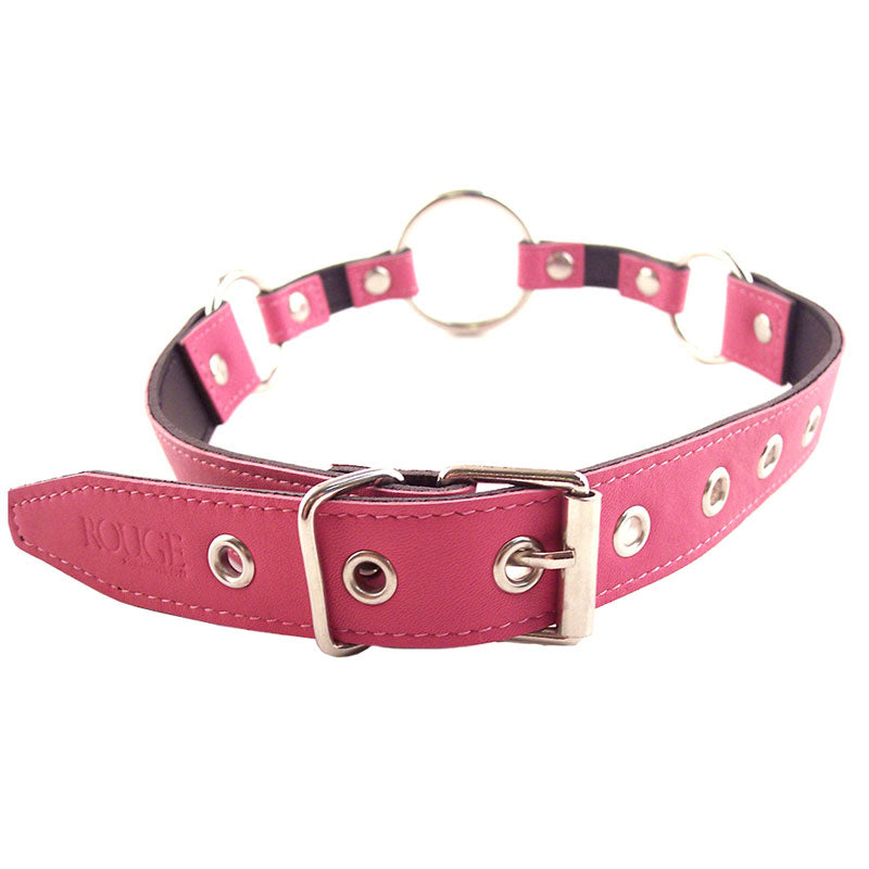 Rouge Garments O Ring Gag Pink|Side View|"gag details-side view"|