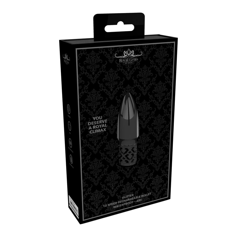 Royal-Gems-Glitter-Rechargeable-Bullet-Gun-Metal|Side View|"premium bullet design-side view"