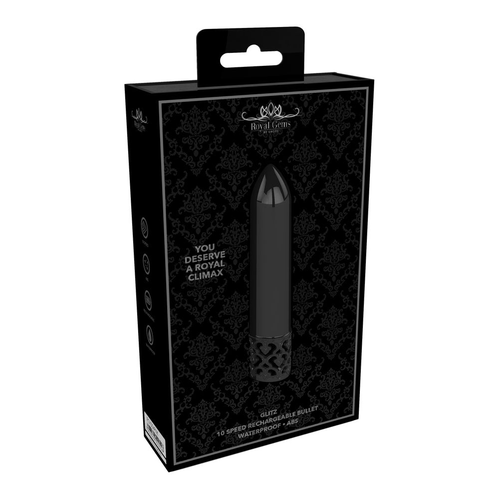 Royal-Gems-Glitz-Rechargeable-Bullet-Gun-Metal|Side View|"premium metallic design-side view"